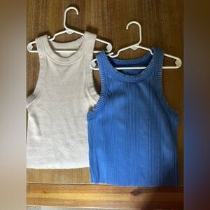Aerie Navy and Tan Ribbed Tank